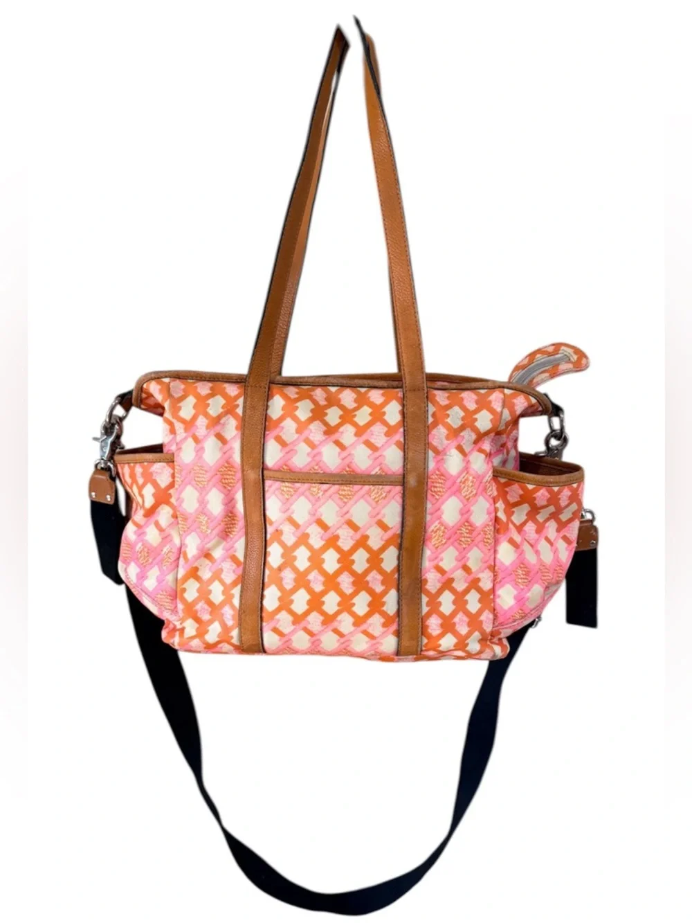 Rebecca Minkoff Marissa Large Tote Coated Canvas Leather Trim baby Travel Bag
